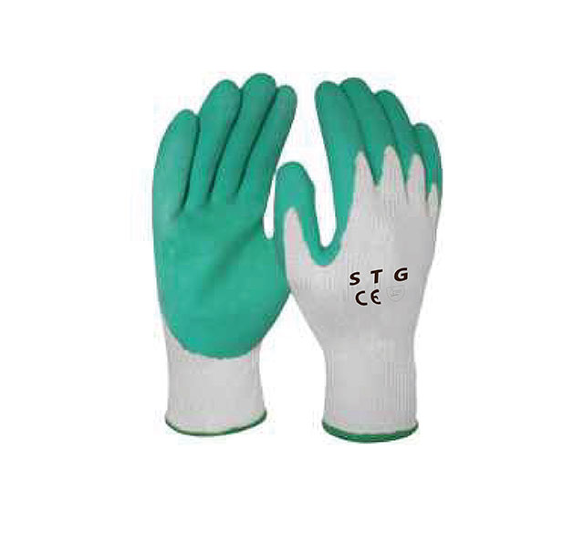 Plain Latex Coated Gloves Green