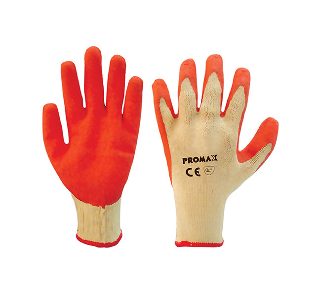 Crinkle Latex Coated Glove – Orange Yellow