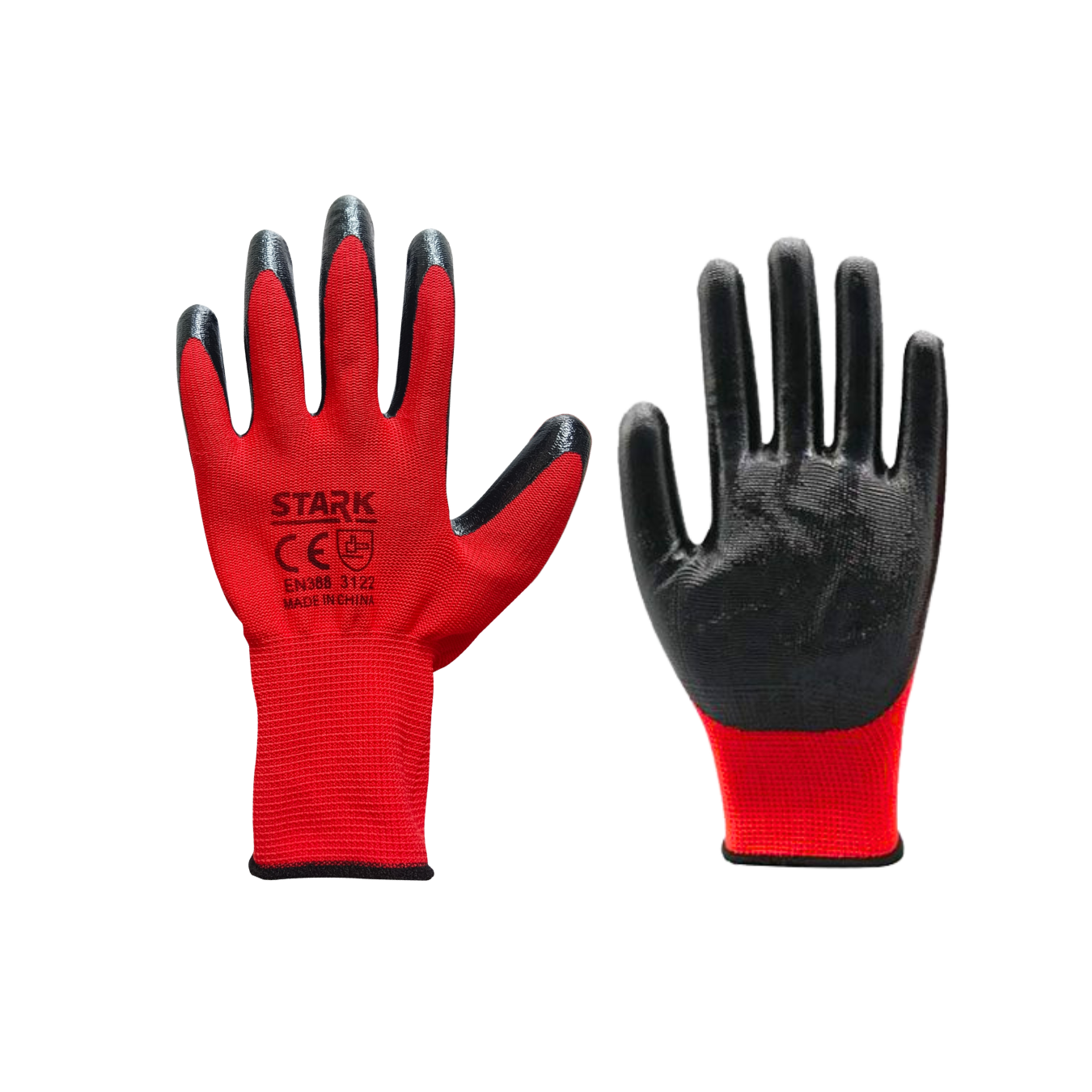 NITRILE COATED GLOVES RED BLACK